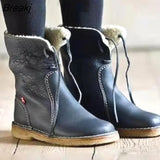 Snow Boots Women New Autumn Winter Retro Women Boots Fashion Plush Lace Up Flat Ankle Boots Zapatos De Mujer Warm