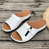 Asia Large-Size Thick Bottom Hollow One-Word Slippers Female Dew Car Sewing Slope And Beach Cool Slippers