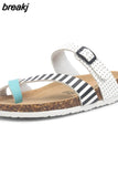 Fashion Cork Slipper 2023 New Women Summer Mixed Color Casual Beach Slip on Outside Flip Flops Slides