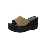 Breakj Fashion Wearing Slippers Lady Fish Mouth Exposed Large Slope And Thick Bottom One Word Drag