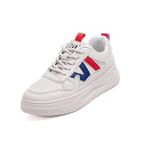 Breakj Small White Shoes Women's New Color Thick-Soled Front Lace-Pandeed Shoes For Women's Shoes In The Autumn And Winter