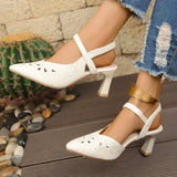 Breakj High-Heeled Sandals New Fashion Pointed Sandals Behind The Air Soft Leather Hollow Hollow High Heels