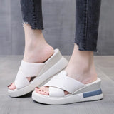 Toe Fairy Wearing Women's Shoes Large Size Slope Sandals 2023 Summer New Korean Cake Slippers