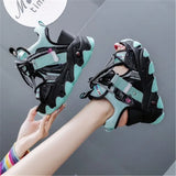 Chunky Platform Sandals Fashion Summer Mixed Colors 9cm Wedge Female Beach Shoes Sweet Campus Style Open Toe High