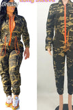 Plus Size S-5XL Camouflage Jumpsuit Women Cargo Pants Pockrts Zipper Street Playsuits Fashion Autumn 2023 Outfit