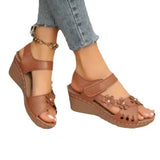 Breakj Slope Heel Sandals Women 2025 Summer New Hollow Flowers Thick-Spoeled Sandals Beach Women's