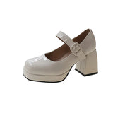 Temperament Thick With Retro Single Shoes Female 2023 Autumn New Bright Light Shallow Mouth Student Mary Jane Small Leather Shoes