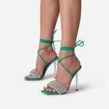 Ankle Strap High Heel Summer Super Sandals Fish Head Open-toed Sexy Women Wedding Shoes Sequined Cloth Gladiator