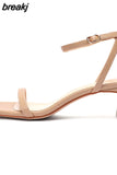 Sandals Shoes Woman Square High Heels Sexy Ankle Strap Sandal Office Ladies Career Casual Party Women Wedding