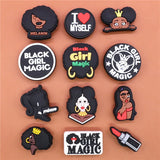 1pcs Black Elements Shoe Charms Black Girl Magic Queen Shoes Accessories Decoration Fit Croc Jibz Kids Gifts