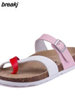 Fashion Cork Slipper 2023 New Women Summer Mixed Color Casual Beach Slip on Outside Flip Flops Slides