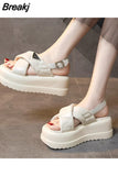 Sandals Comfort Shoes for Women Muffins shoe Clogs With Heel Suit Female Beige New Sports Flat Thick Girls Black Fashion