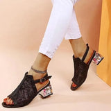 New Women Summer Fashion Mid Heels Peep Toe Shoes for Women Glitter Sandals Ladies Buckle Strap Bling Rhinestone