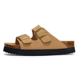 New Summer Women Beach Outside Platform Cork Slippers Med Heel Casual Non-slip Outdoor Sandals