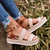 New Summer Women Golden Sandals Platform Heels Cross Strap Ankle Lace Peep Toe Beach Party Ladies Shoes Zapatos