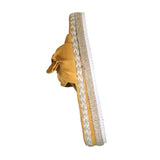 Version Of The New Large-Size Linen Thick-Bottom Slippers Women Bow Linen Rope Slope And Beach Cool