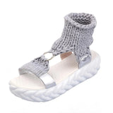 New Thick-Soled Casual Cake Women Sandals Korean Version Of The Toe Roman Comfortable Wool Round Buckle Women's