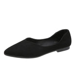 Breakj Version Of Large-Size Tip Flat Bottom Shallow Single Shoes Women's New Four-Season Velvet Flats Work