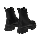 Platform Ankle Boots for Women 2021 Autumn Winter Warm Plush PU Leather Botas Mujer Thick Sole Lace Up Shoes