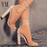 New Women Sandals Ankle Strap Platform High Super Transparent Sexy Women Pumps Cover Heel Party Wedding Ladies Zapatos De