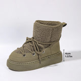 Breakj Thick-Bottom Cross-Tied Snow Boots 2025 Autumn And Winter New Thick Mid-Bodi But Knee-Warm Women's