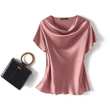 Women Summer Blouses ZANZEA 2022 Fashion Satin Tops Short Sleeve Blusas Female O Neck Casual Home Wear Tunic Chemise