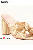 New 2023 Summer Woman Mules Shoes Sandals Super High Heel With Butterfly-knot Sweet Lady Office Shoes Plus Size