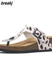 Fashion Summer Women Wedge Cork Flip Flops Slipper 2023 New Beach Outside Non-slipe Trifle Platform Med Heel Slide