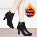 Wedding Boots Red 2021 New Genuine Leather Fashion Large Size 43 Women Ankle Boots Women Mid-heel Pointed Ladies