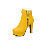 Breakj Women's Boots Autumn And Winter 2023 New Ultra High Heel Waterproof Platform Belt Buckle Fashion Boots Plus Size