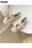 Women Flat Bottom Ballet Shoes Female New Bow Band Retro Shallow Mouth Women's Shoes Size