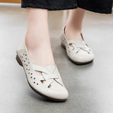 Soft Leather Mother Shoes Hollow Out Women's Casual Single Shoes Beef Tendon Soft Sole Comfortable Old Man Sandals Wenzhou Women's