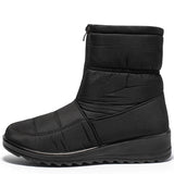 Snow Boots for Women 2024 Winter Warm Plush Ankle Booties Front Zipper Non Slip Cotton Padded Shoes Woman Size
