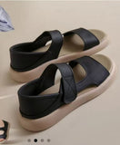 Breakj 2023 New Fashion Simple Open Toe Round Head Thick Bottom Fairy Wind A Word With Two Wear Beach Sandals