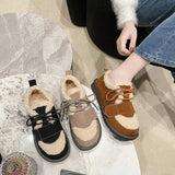 Size Thick Cotton Shoes Women 2023 Winter New Flat Women's Shoes Plus Velvet Warm Snow Cotton Brown Wool Shoes
