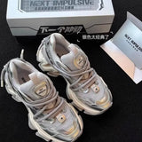 Full Of Futuristic ~ 2025 Thick-Soled Casual Sneakers Silver Old Dad Shoes ~ Sole Design
