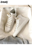 soled flat shoes for women's new white casual high top school shoes silk Casual shoes sneakers women white shoes