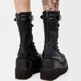 Dropship Brand Design Gothic Platform Mid-Calf Boots 2023 Winter INS Hot Sale Comfy Woman Shoes Motorcycle