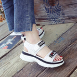 New Sandals Korean Version Of Fashion Casual Schoolgirls Cake Platform Slope With Velcro Platform Beach