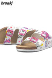 2023 New Summer Women Beach Cork Slippers Casual Double Buckle Clogs Slides Non-slip Outside