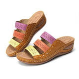 Breakj Summer Coloring Casual Foot Hollow Slope And Adult One-Character Slippers Women's Large Size