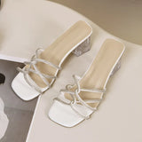 Breakj Water Drill Cool Slippers Women Wear 2025 Coarse Slippers Korean Version Of Simple Fashion Half Drag Women's
