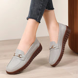 Breakj New Women's Shoes Leather Flat Sole Women's Bean Shoes One Foot Pedal Casual Women's Comfortable Mother