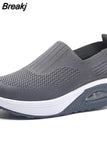Women Fashion Vulcanized Sneakers Platform Solid Color Flat Ladies Shoes Casual Breathable Wedges Ladies Walking