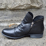 Ankle Boots Spring Autumn PU Leather Boot Female Short Boots Suede Women Booties Zipper Retro Trend Women Naked