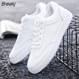 Men's White Shoes Lace Up Casual Sneakers Summer Men Breathable Board Shoes Soft Mens Vulcanized Shoes Outdoor Walking