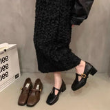 Breakj Retro T-Shaped Mary Jane Shoes Women's 2025 Autumn And Winter New Temperament Women's Shoes Coarse Heel Commuting Coarse