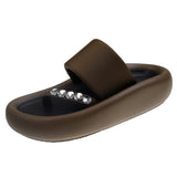 Breakj On Excrement Feeling Cool Drag Female Summer 2024 Summer New Fashion Feeling Platform Increased One Word Drag Beach Shoes Women's