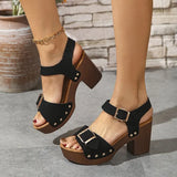 Breakj Coarse High-Heeled Sandals Women In The Summer Of 2025 New Rivet Sandals
