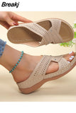 Shoes on Sale 2023 New Basic Women's Slippers Summer Retro Open Toe Wedges Slippers Casual Beach Ladies Shoes